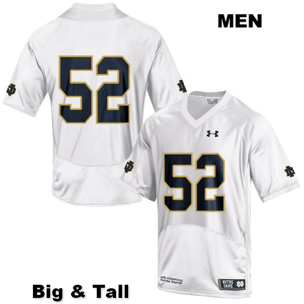 Men's NCAA Notre Dame Fighting Irish #52 Bo Bauer Stitched College Under Armour Authentic White Big & Tall No Name Football Jersey SL10X20FR